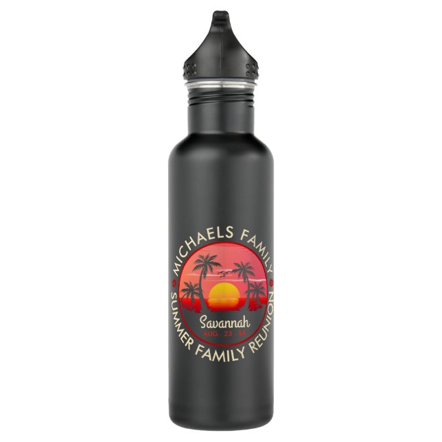 Wiedersehen Summer Sunset Beach Palm Tree Edelstahlflasche (Rechts)