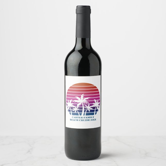 Wiedersehen Sunset Vacation Custom Beach Cruise Fa Weinetikett (Vorderseite)