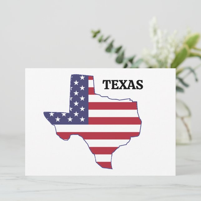 Wiedersehen 🎉 Texas Staat Map USA Flag Einladung (Stehend Vorderseite)