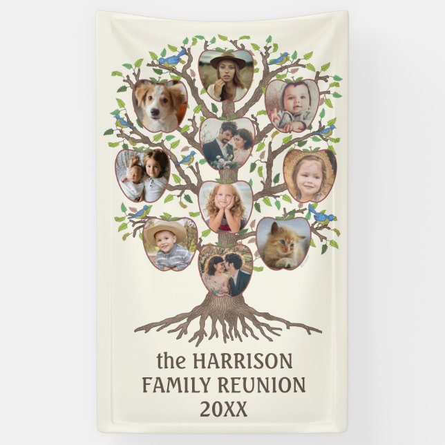 Wiedersehen Tree der Familie sammeln 10 Fotocollag Banner (Vertikal)