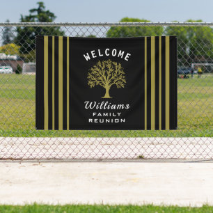 Wiedersehen Tree der Schwarz-weißen Gold Road-Trip Banner