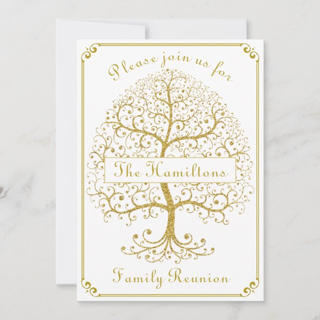 Wiedersehen Tree Family Elegante Luxus Modernes Go Einladung (Vorderseite)
