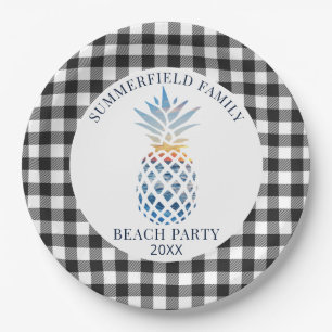 Wiedersehen Tropical Beach Summer Partys Gingham Pappteller
