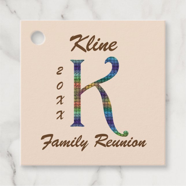 Wiedersehen Unique Tile Letter K Monogramm Geschenkanhänger (Vorderseite)