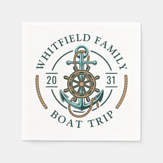 Wiedersehen Urlaub auf Nautical Boat Trip Family Serviette (Vorderseite)