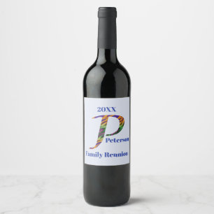 Wiedersehen Vivid Krawatte-FarbLetter P Monogramm Weinetikett