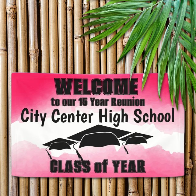 Wiedersehen Willkommen bei Red Watercolor Border C Banner (Display a custom banner with a welcoming message for the guests of your class reunion. )