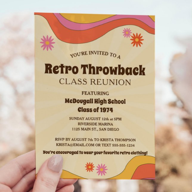 Wiedersehen zur Retro-Rücken-Gelben Sunburst-Klass Einladung (Von Creator hochgeladen)
