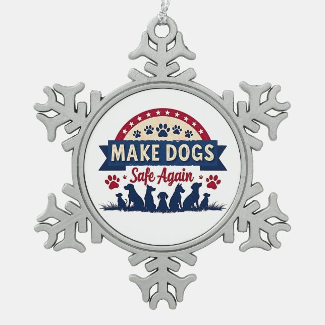 Wiederum Trump-Wahlen für Hunde Schneeflocken Zinn-Ornament (Vorderseite)