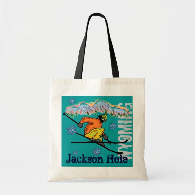 Wiederverwendbare Tasche Skis Jackson Hole Wyoming (Vorne)