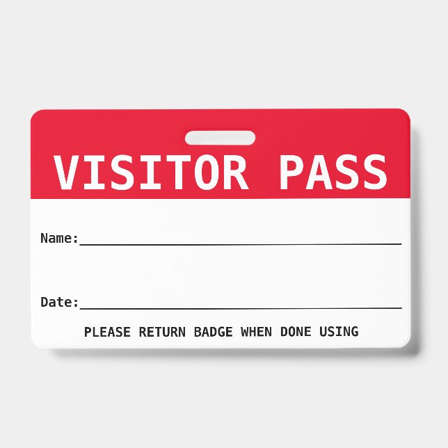 Wiederverwendbarer Besucherpass/Hall-Pass - Anpass Ausweis (Vorderseite)