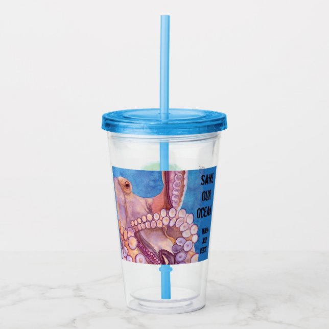 Wiederverwendbarer Cup & Stroh Rette unseren Ocean Acryltrinkbecher (Vorderseite)