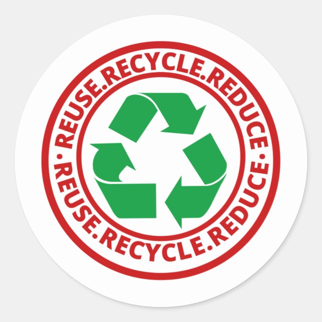 Wiederverwenden, verringern, Symbol Gerecycelt Runder Aufkleber (Vorderseite)
