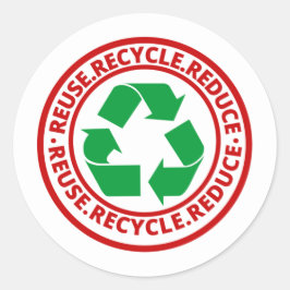 Wiederverwenden, verringern, Symbol Gerecycelt Runder Aufkleber