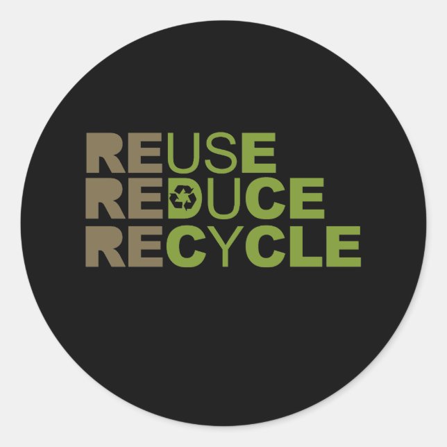 Wiederverwendung Reduzieren Gerecycelt T - Shirt Runder Aufkleber (Vorderseite)
