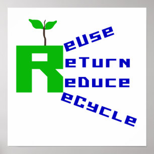 Wiederverwendung Rückgabe reduzieren Gerecycelt T- Poster