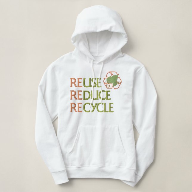 Wiederverwendung verringern recyceln bestickter hoodie (Design vorne)