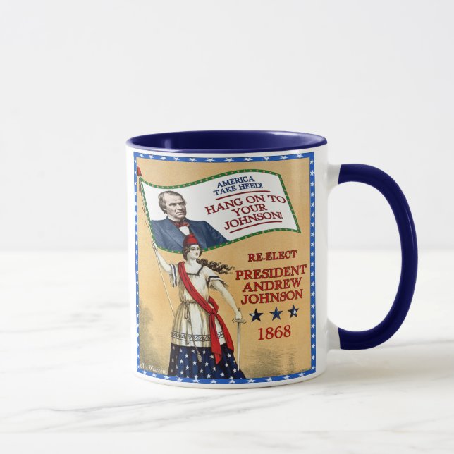 Wiederwahl-Tassen 1868 Präsidenten-Andrew Johnson Tasse (Rechts)