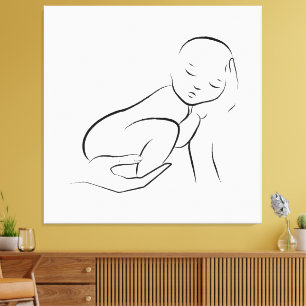 Wiegen der Unschuld – Minimalistische Baby-Linienk Leinwanddruck