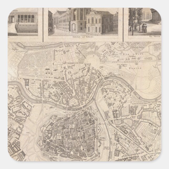 Wien 2 quadratischer aufkleber (Vorderseite)