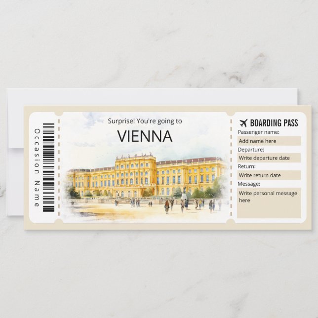 Wien Flugzeug Ticket Österreich Boarding Pass Einladung (Vorderseite)