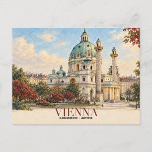Wien Karlskirche Kunst Druck Postkarte