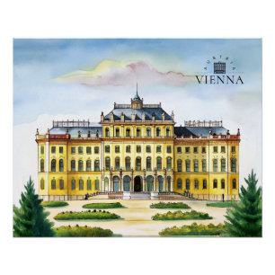 Wien Österreich Aquarell Stadt Reise Erinnerung Poster