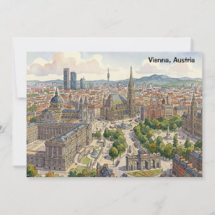 Wien Österreich Aquarell-Stadtansicht Illustration Karte