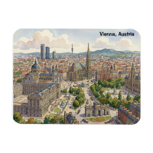 Wien Österreich Aquarell-Stadtansicht Illustration Magnet