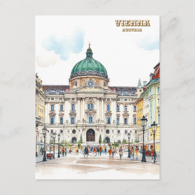 Wien Österreich Aquarellmalerei Postkarte (Vorderseite)