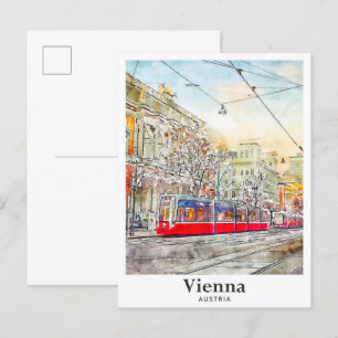 Wien Österreich Aquarellskizze Handgezeichnet Postkarte