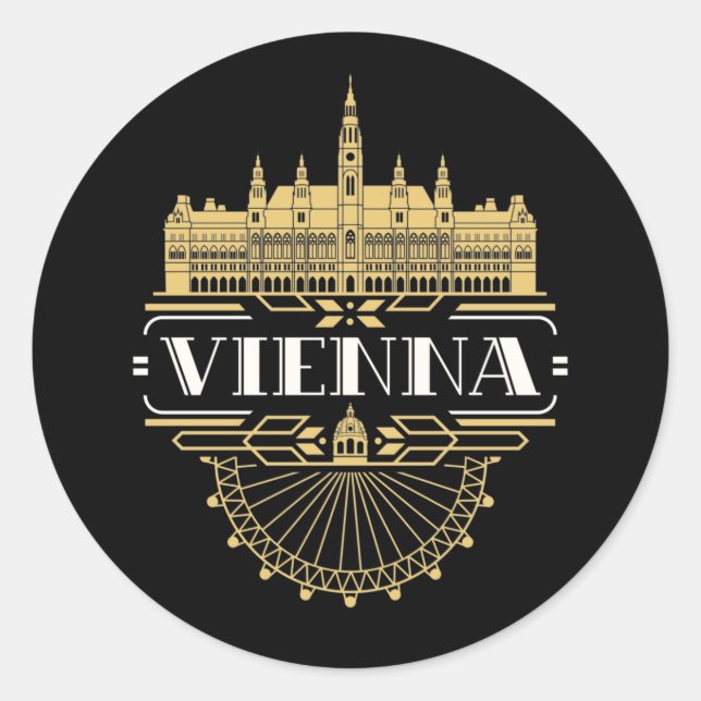 Wien Österreich Art Deco Ästhetische Souvenir Runder Aufkleber (Vorderseite)