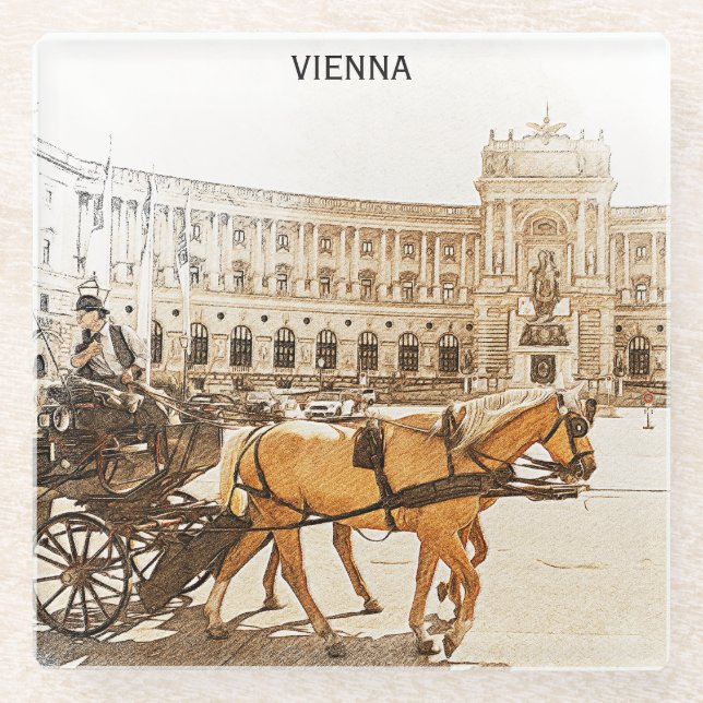 Wien Österreich City Panorama Aussicht Glasuntersetzer (Vorderseite)