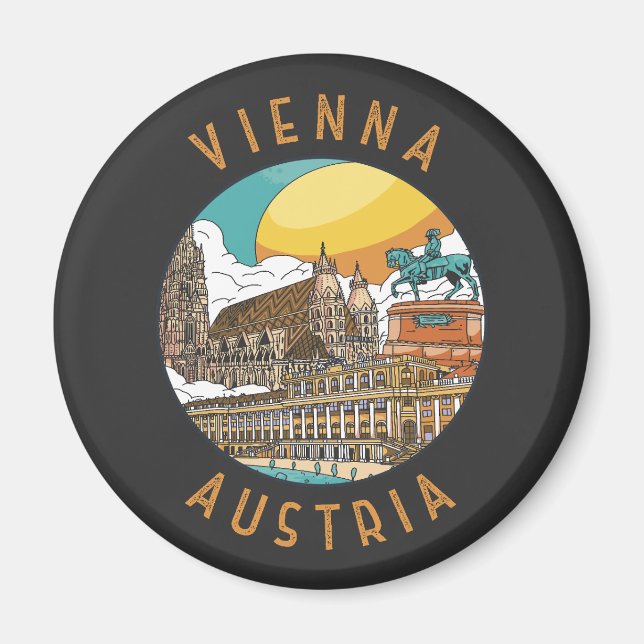 Wien Österreich Distressiver Kreis Magnet (Vorne)