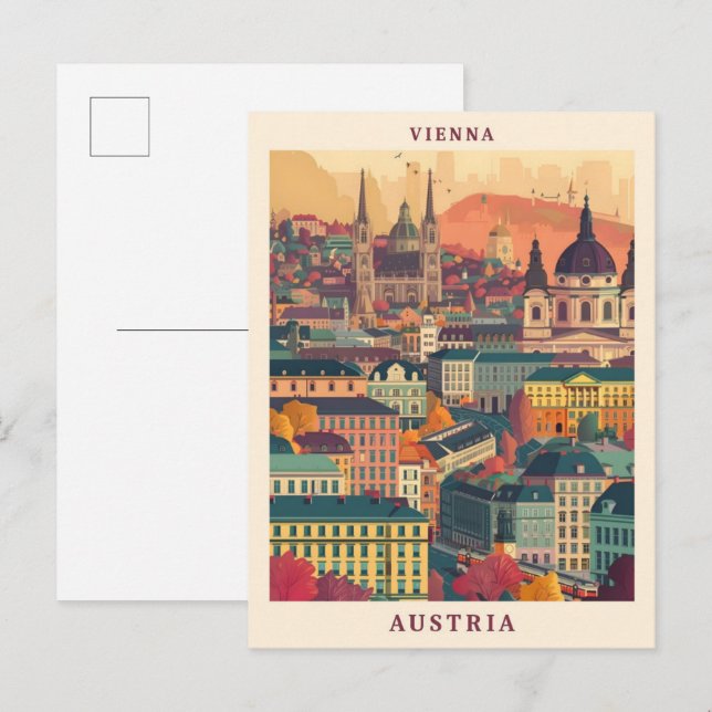 Wien Österreich Elegante Art Vintage Postkarte (Vorne/Hinten)