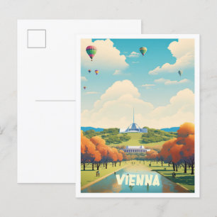 Wien Österreich Kunst Vintage Reise Illustration Postkarte