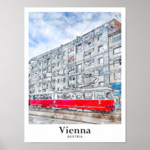 Wien Österreich Reise Aquarell Handgezeichnet Poster