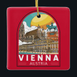 Wien Österreich Reisemarke Keramikornament<br><div class="desc">Wien Retrodesign im Stil eines Emblems. Das künstlerische und intellektuelle Erbe wurde von Einwohnern wie Mozart,  Beethoven und Sigmund Freud geformt.</div>