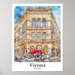 Wien Österreich Reisen Wasserfarbenhandzeichnung Poster