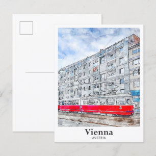 Wien Österreich Reisen Wasserfarbenhandzeichnung Postkarte