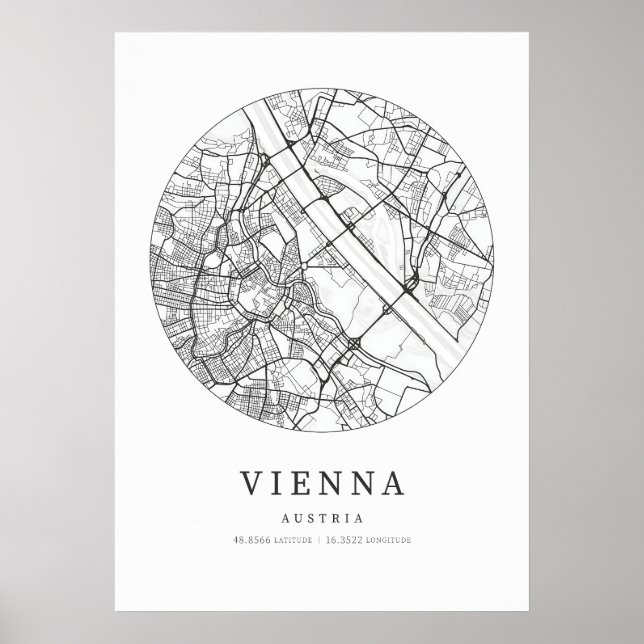 Wien - Österreich - Stadtkarte Poster (Vorne)