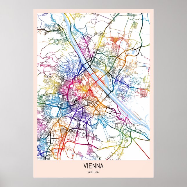 Wien - Österreich - Stadtkarte Poster (Vorne)