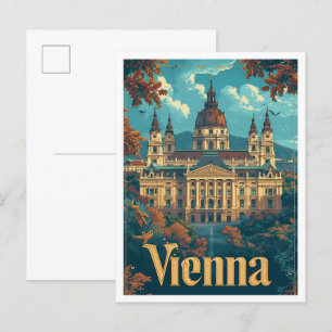 Wien Österreich Vintage Kunst Reiseillustration Postkarte