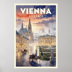 Wien Österreich Vintage Reise Poster