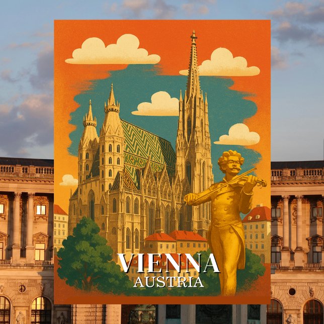 Wien Österreich Vintage Reisen Europa Postkarte (Vienna Austria Vintage Travel European Postcard)