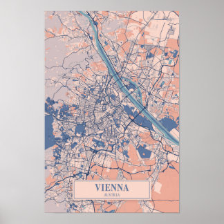 Wien Österreich Windige Stadtplan Reise Poster