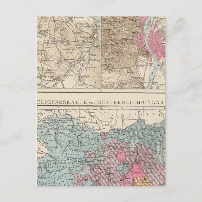 Wien, Prag, BudaPest-Karte Postkarte (Vorderseite)