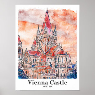 Wien Schloss Österreich Reisen Wasserfarben Handze Poster