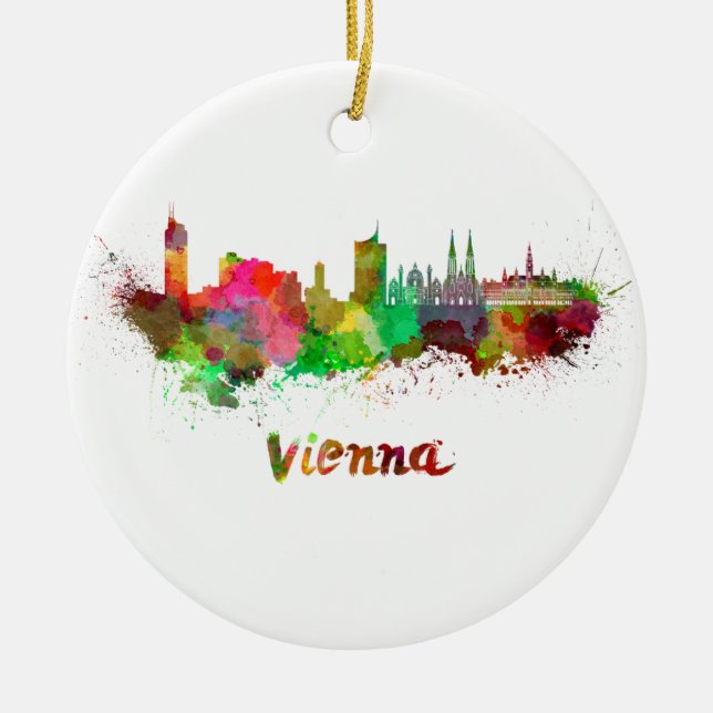 Wien skyline im Watercolor Keramikornament (Vorne)