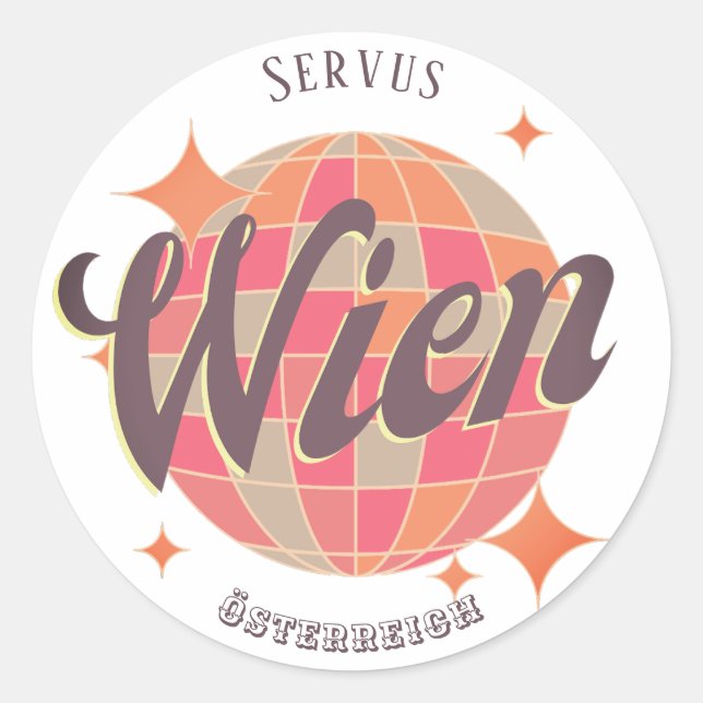Wien Vienna Österreich Retro Runder Aufkleber (Vorderseite)